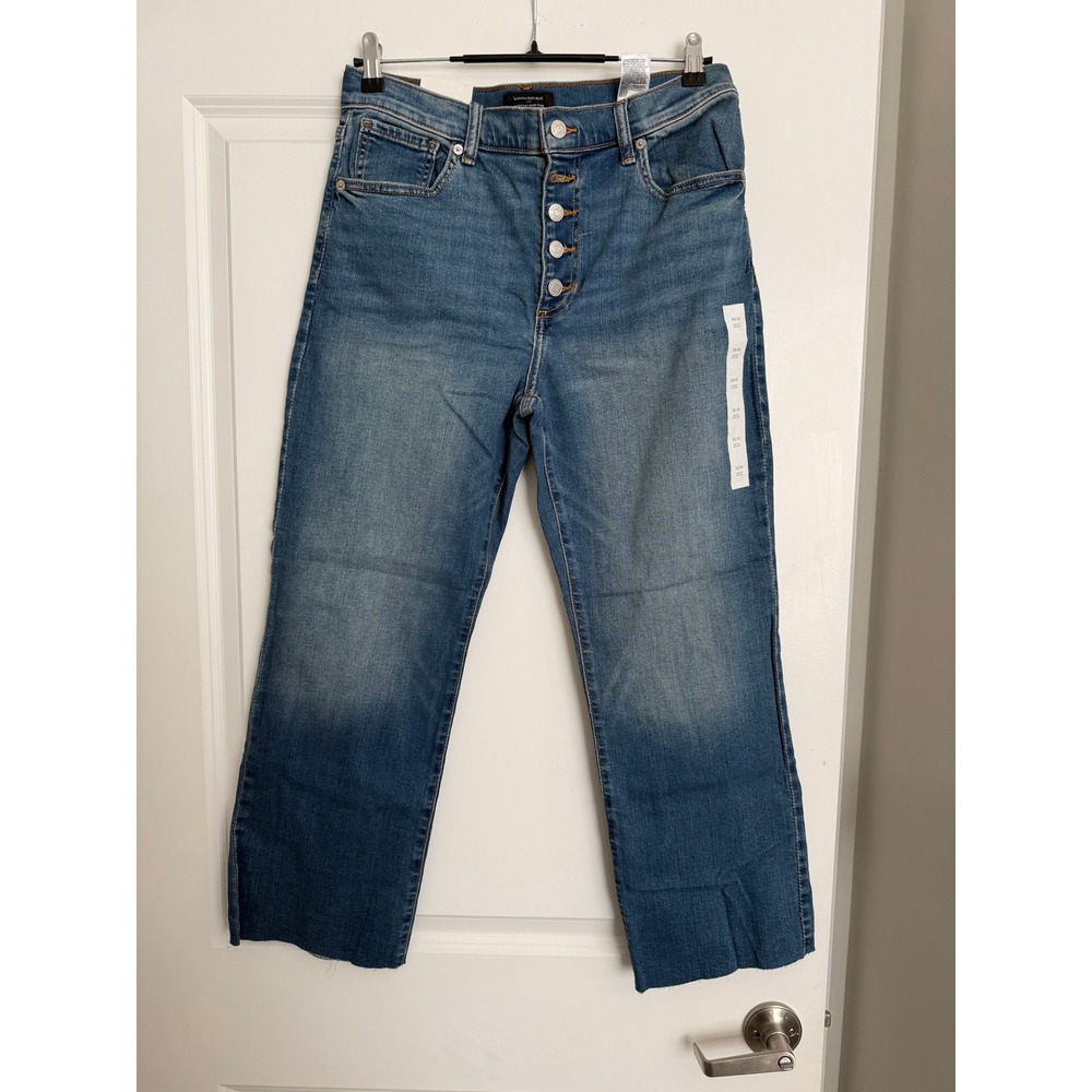 Banana Republic Womens High Rise Bootcut Cropped Jeans Blue Button Fly 30/10 NEW
